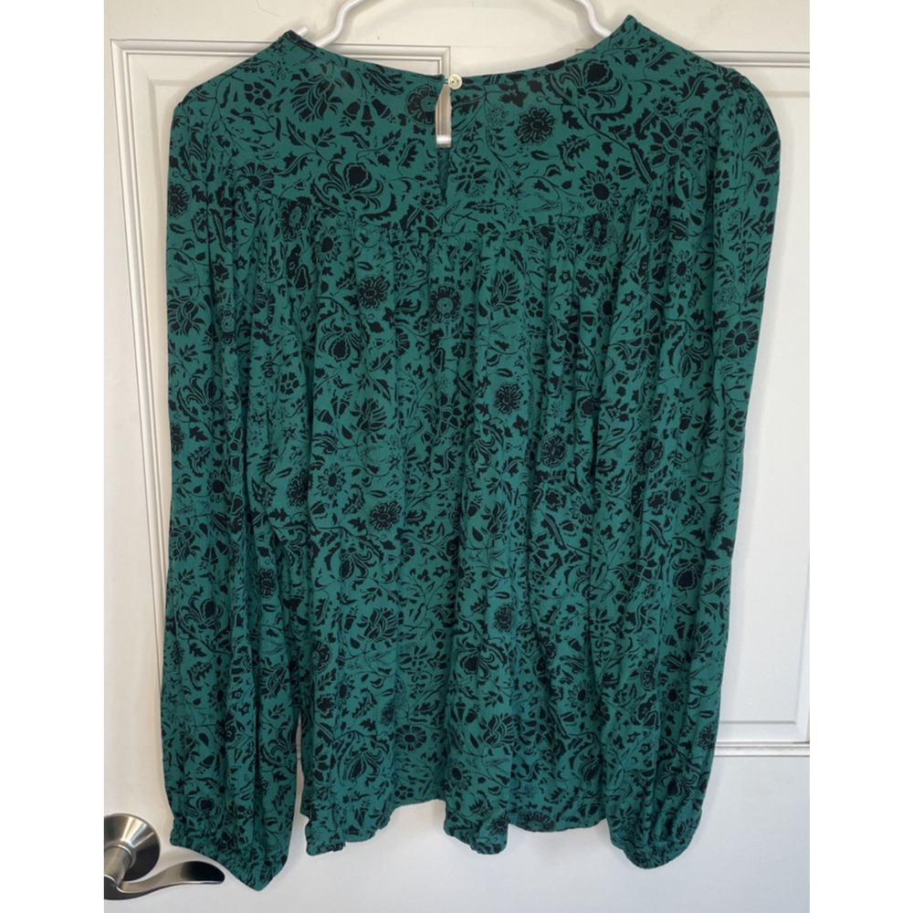 Knox Rose Women's Boho Dark Floral Blouse Sz XXL DK Green Long Sleeve Whimsigoth - Picture 8 of 15